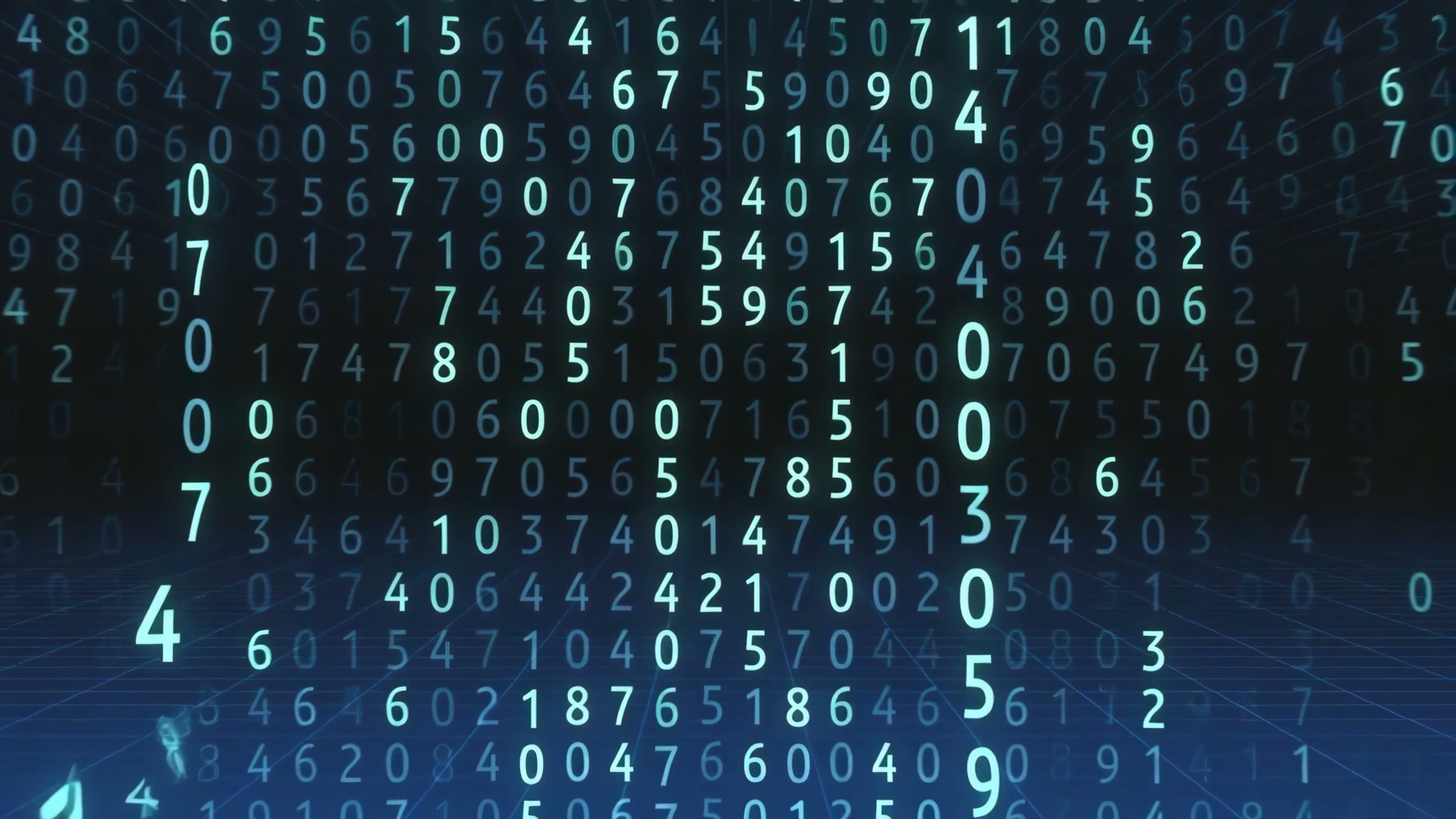 A field of glowing numbers